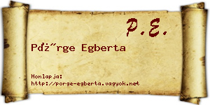 Pörge Egberta névjegykártya